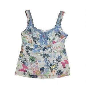 Lace Print Butterfly Camisole Tank Top